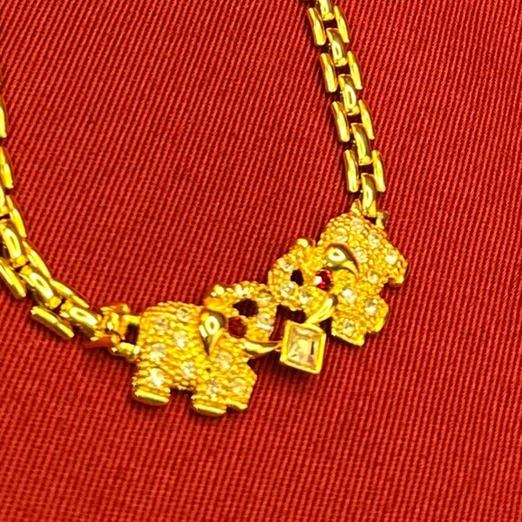 Gold-Plated Crystal Elephant Necklace - Picture 12 of 12